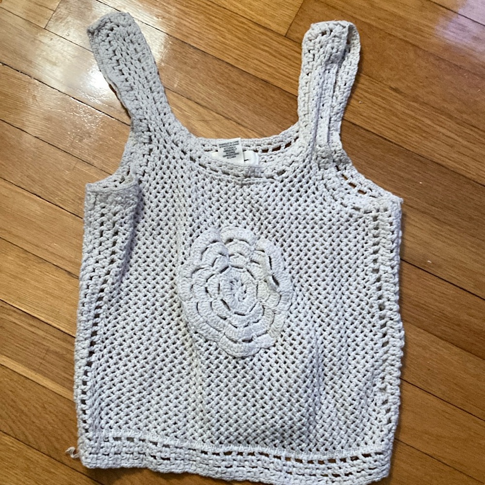 Jessica Simpson Grey Crochet Tank Top